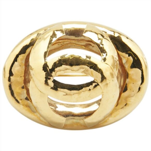 CHANEL CC Logos Oval Brooch Gold Tone Pin 29 Auth #6127 - Picture 1 of 4